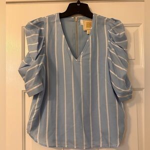 Emily McCarthy blue & white top! Great condition. Size medium